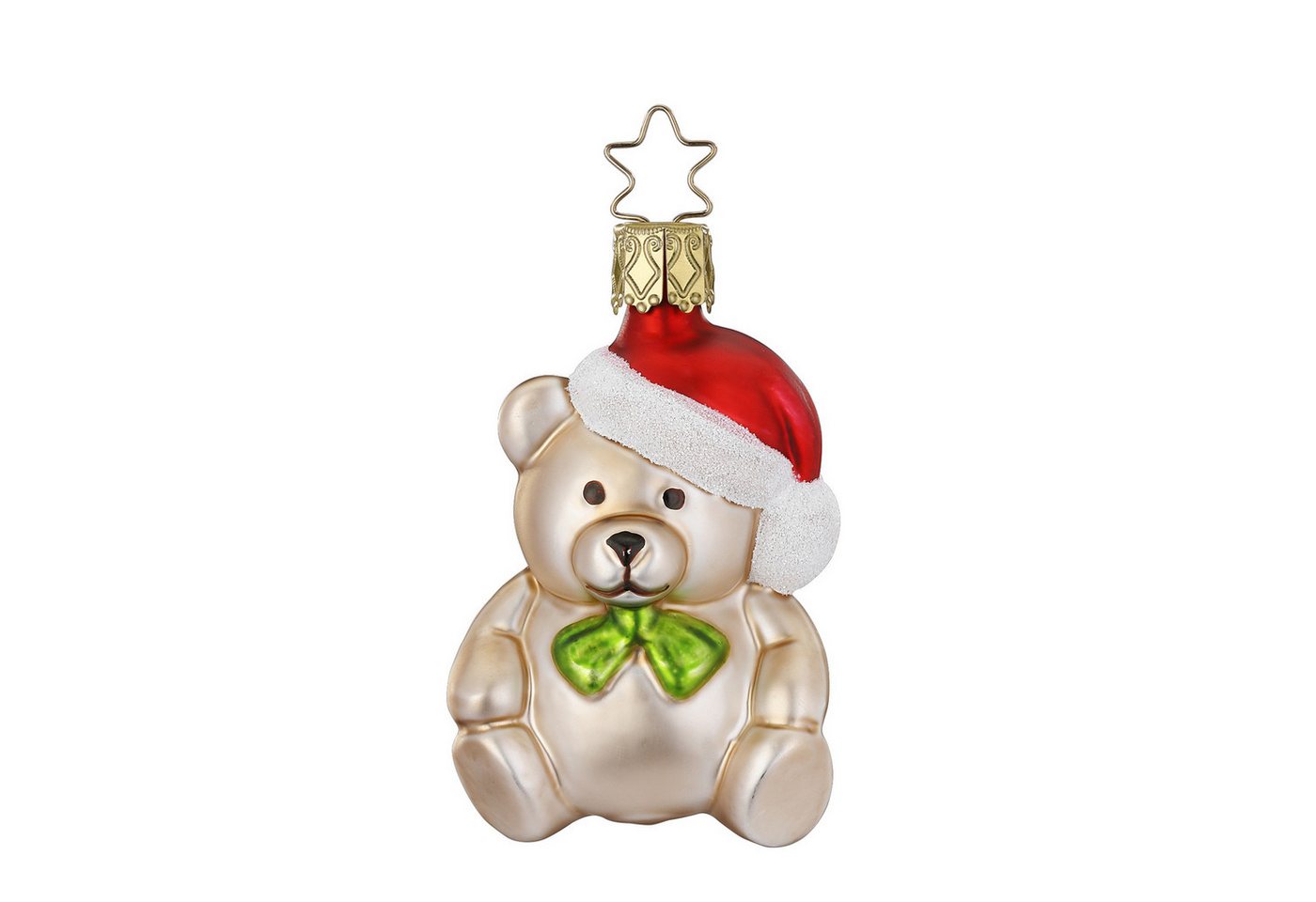 INGE-GLAS® Christbaumschmuck, Christbaumschmuck Glas Teddy Bär 7cm Beige / Rot von INGE-GLAS®