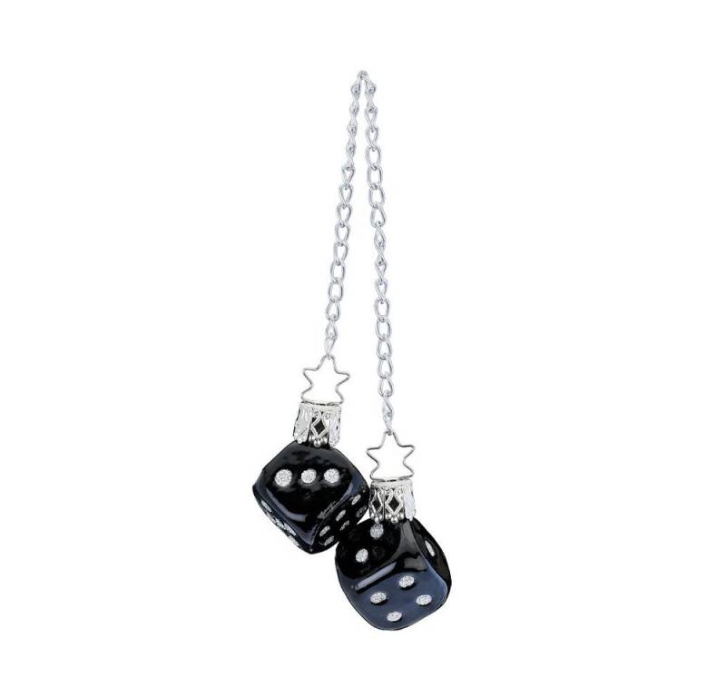 INGE-GLAS® Christbaumschmuck, Christbaumschmuck Glas Würfel 3cm Schwarz / Silber von INGE-GLAS®