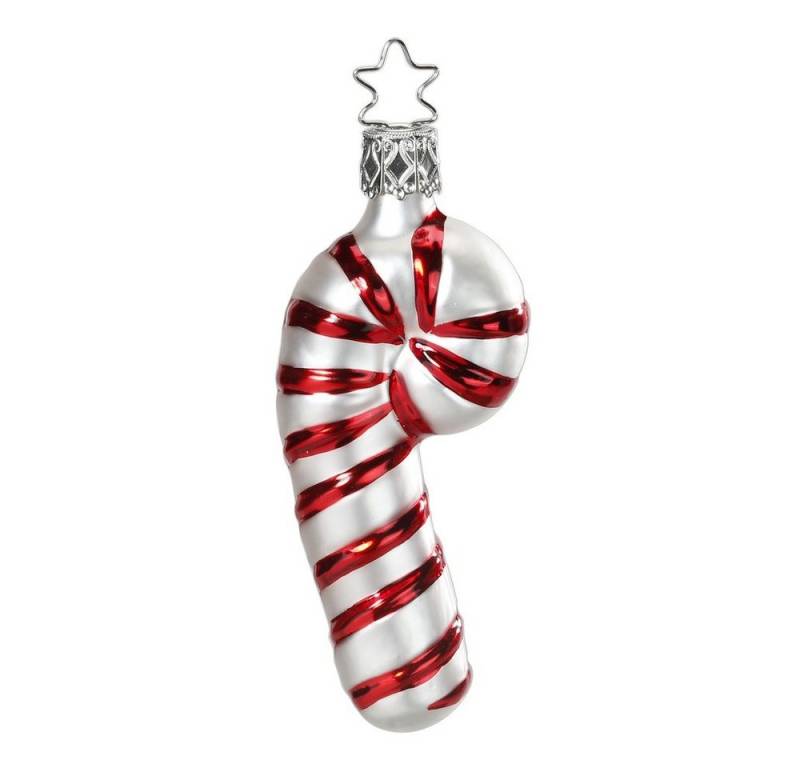 INGE-GLAS® Christbaumschmuck, Christbaumschmuck Glas Zuckerstange 9cm weiß / rot 1 Stück von INGE-GLAS®