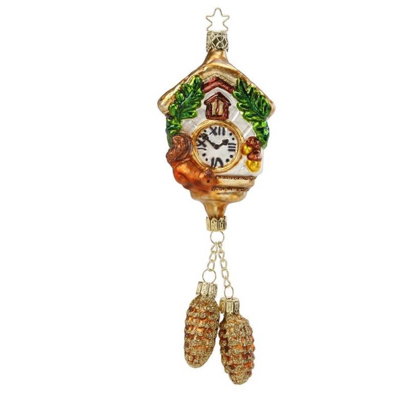 INGE-GLAS® Christbaumspitze, Christbaumschmuck Kuckucksuhr mit Zapfen Glas 17.5cm braun, 1 Stück von INGE-GLAS®