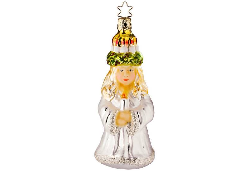 INGE-GLAS® Christbaumschmuck, Christbaumschmuck Lichtbringerin mit Kerzen Glas 13cm weiß, 1 Stück von INGE-GLAS®