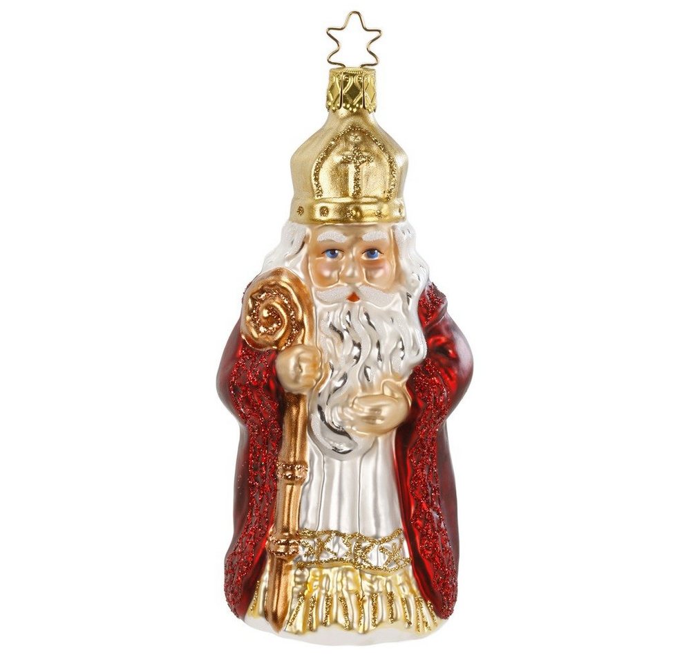 INGE-GLAS® Christbaumschmuck, Christbaumschmuck Sankt Nikolaus Glas 14cm rot / gold, 1 Stück von INGE-GLAS®