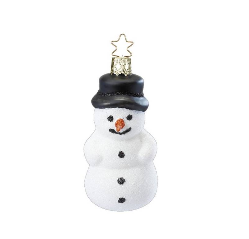 INGE-GLAS® Christbaumschmuck, Christbaumschmuck Schneemann 8cm Glas Figur Weiß / Schwarz von INGE-GLAS®