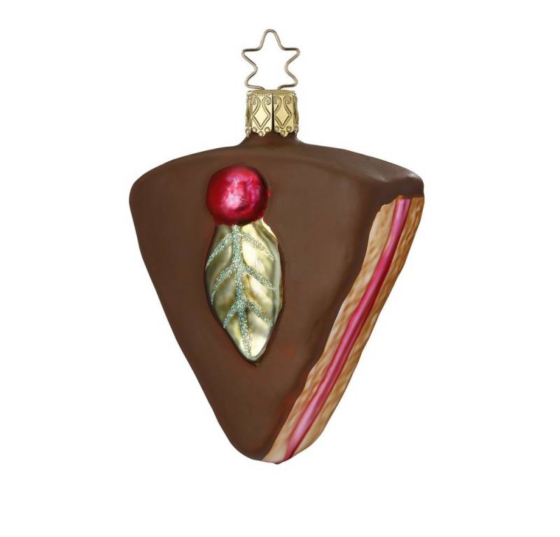 INGE-GLAS® Christbaumschmuck, Christbaumschmuck Schokoladentorte 9cm Glas Figur Braun von INGE-GLAS®