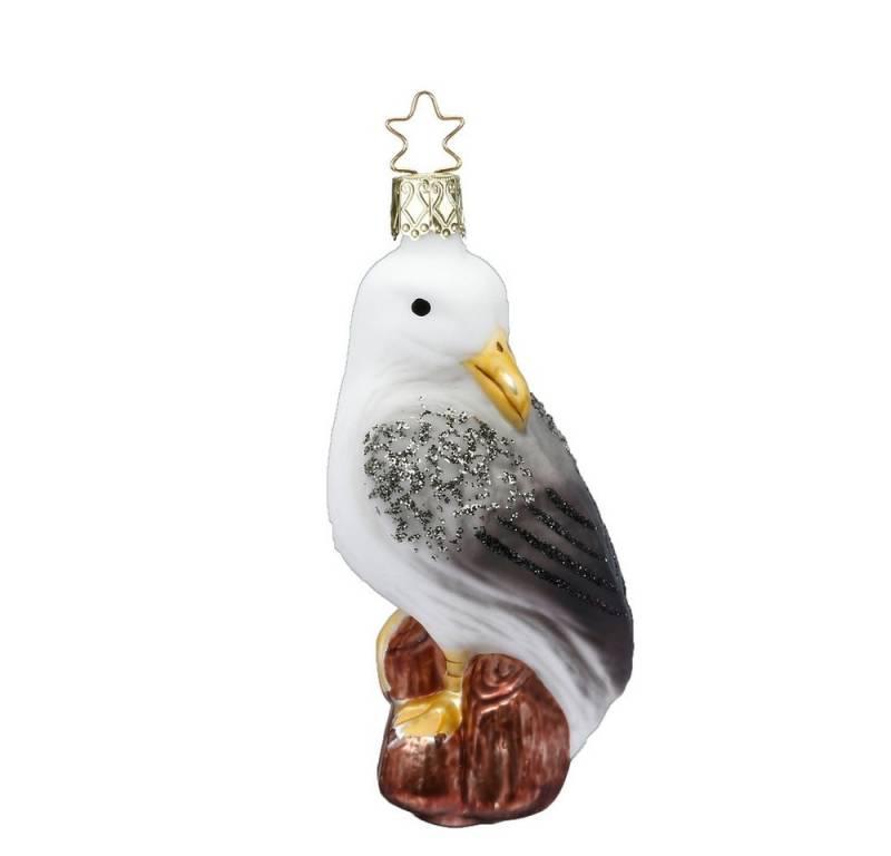 INGE-GLAS® Christbaumschmuck, Christbaumschmuck Seemöwe 10cm Glas Figur Weiß / Grau von INGE-GLAS®