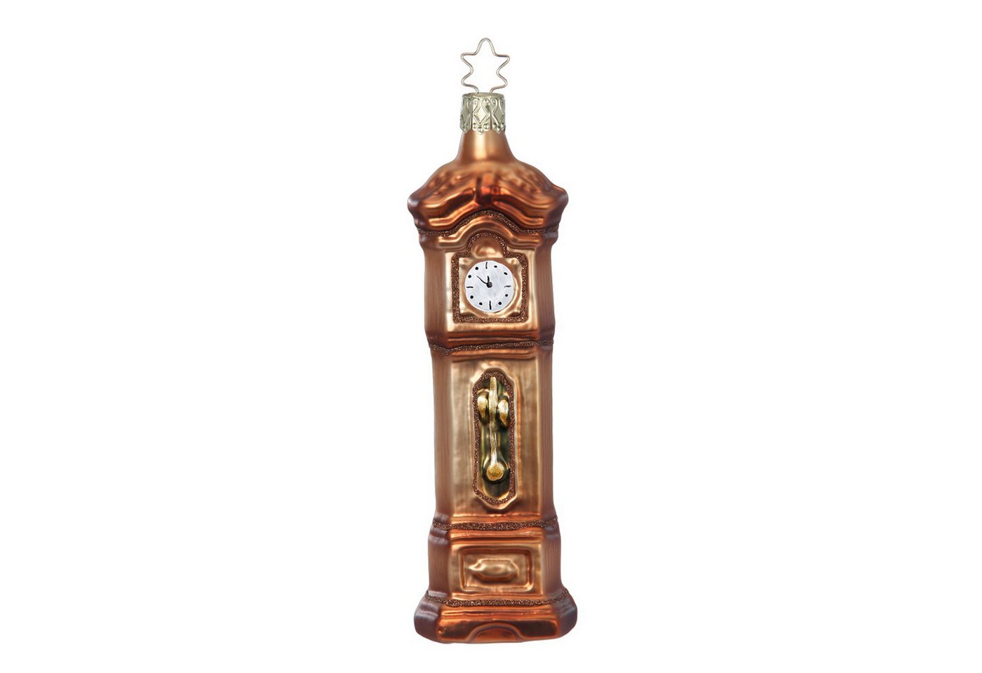 INGE-GLAS® Christbaumschmuck, Christbaumschmuck Standuhr 15cm Glas Figur Braun von INGE-GLAS®
