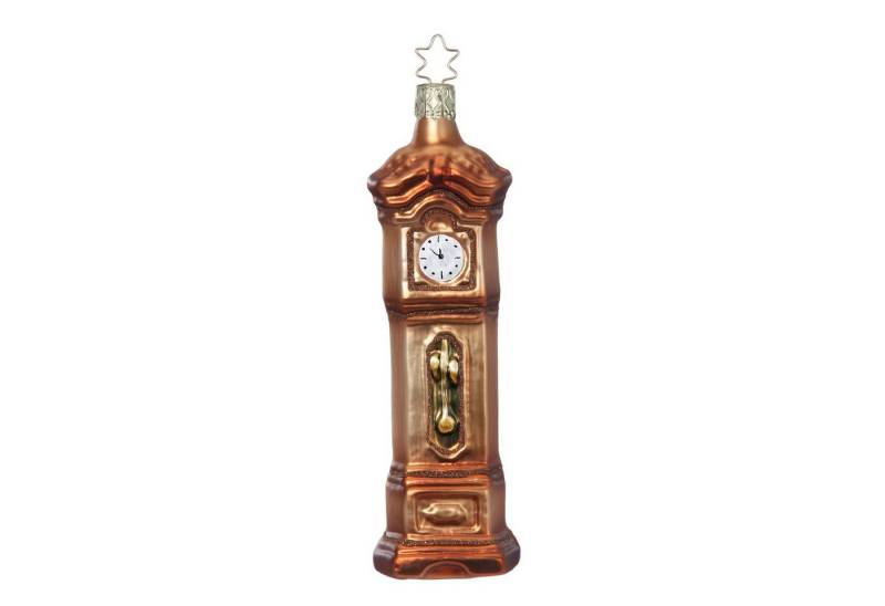 INGE-GLAS® Christbaumschmuck, Christbaumschmuck Standuhr 15cm Glas Figur Braun von INGE-GLAS®