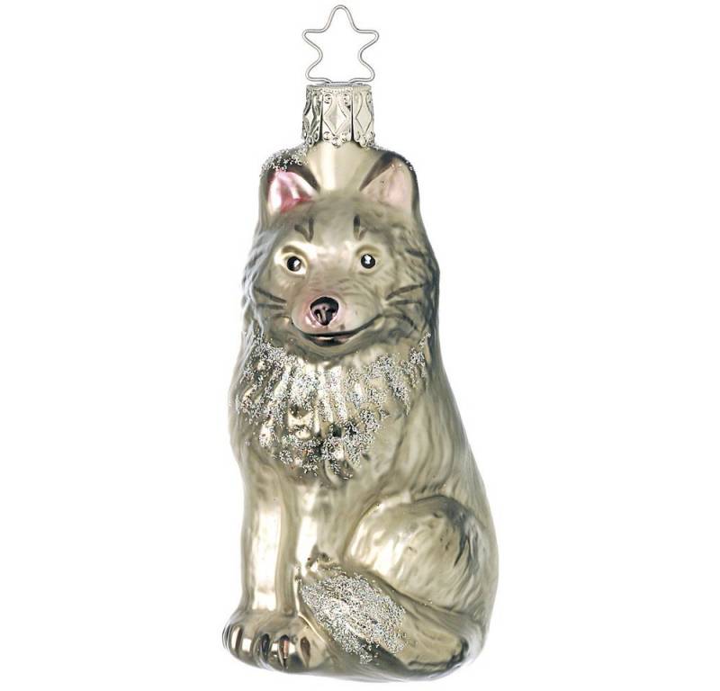INGE-GLAS® Christbaumschmuck, Christbaumschmuck Wolf 10,5cm Glas Figur Grau von INGE-GLAS®