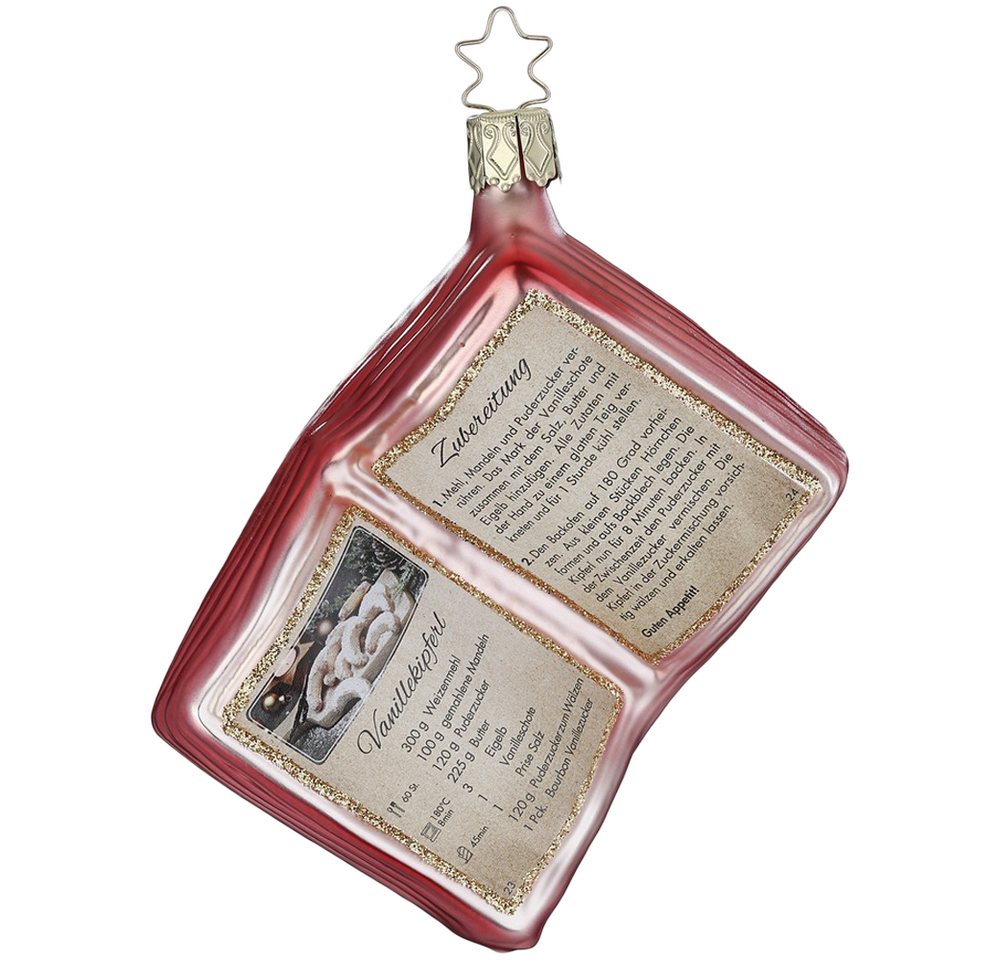 INGE-GLAS® Christbaumschmuck Backbuch, Omas Backrezepte 11cm (1-tlg), mundgeblasen, handbemalt von INGE-GLAS®