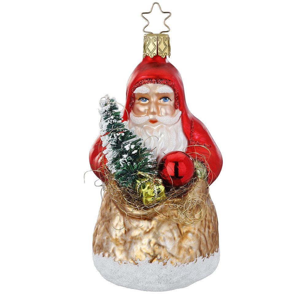 INGE-GLAS® Christbaumschmuck Bescherung Weihnachtsmann 13cm (1-tlg), mundgeblasen, handbemalt von INGE-GLAS®