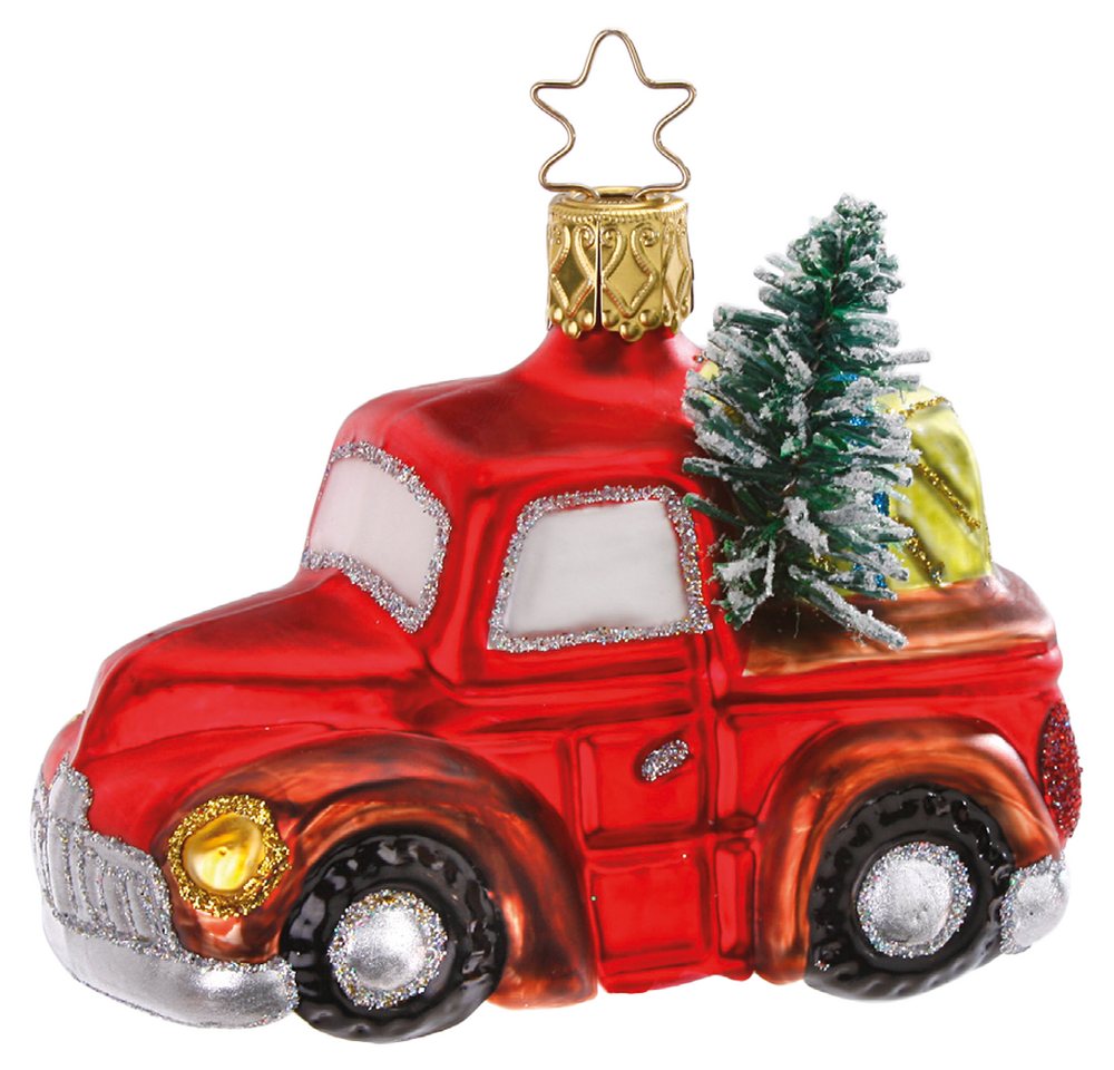 INGE-GLAS® Christbaumschmuck Christbaumlieferung Auto (1-tlg), mundgeblasen, handbemalt von INGE-GLAS®