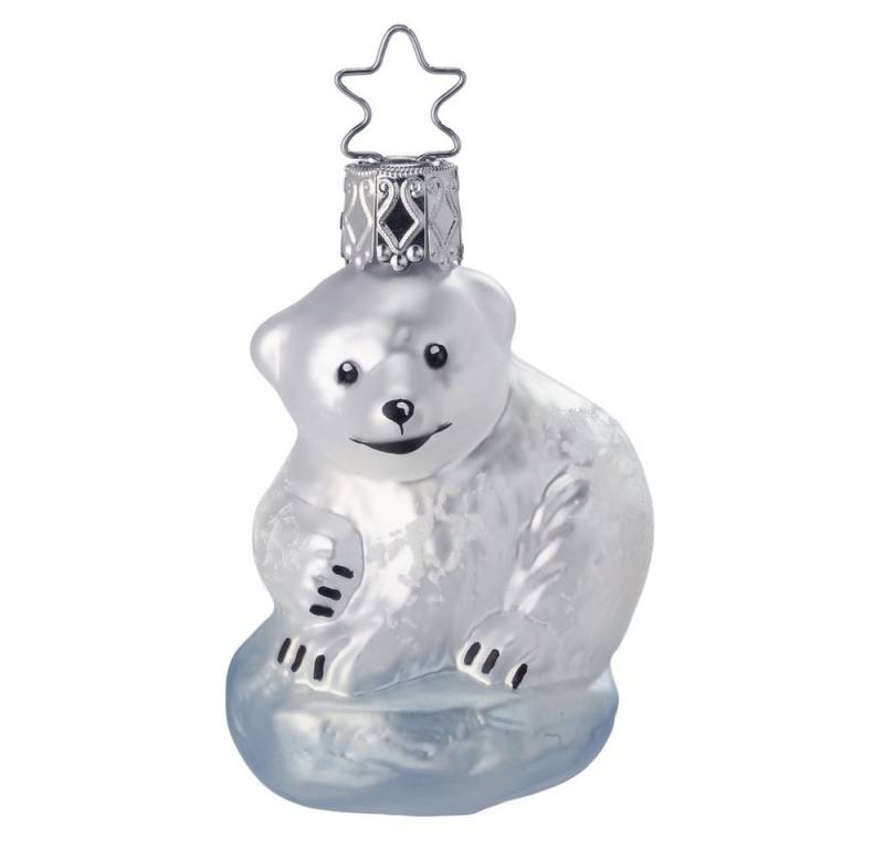 INGE-GLAS® Christbaumschmuck Christbaumschmuck Baby Eisbär Glas 6,5 cm weiß von INGE-GLAS®