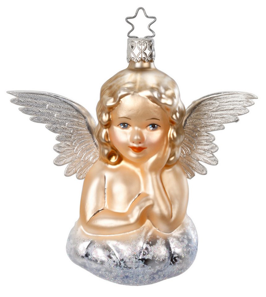 INGE-GLAS® Christbaumschmuck Christbaumschmuck Engel Glas 11 cm beige von INGE-GLAS®