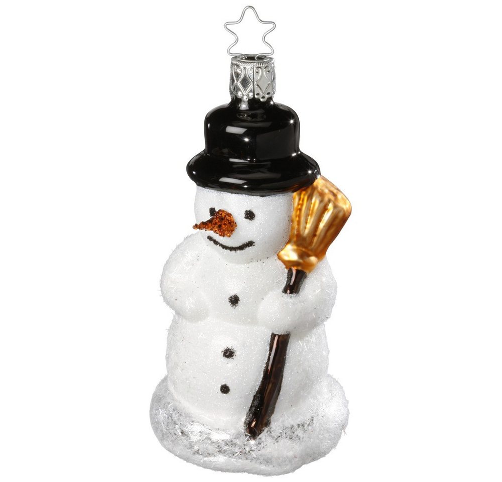 INGE-GLAS® Christbaumschmuck Christbaumschmuck Glas Schneemann Kecke Karottennase 10,5 cm weiß von INGE-GLAS®