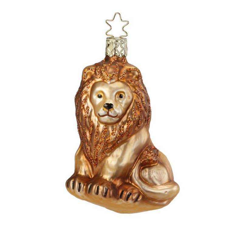 INGE-GLAS® Christbaumschmuck Christbaumschmuck Löwe König der Tiere Glas 9,5 cm braun von INGE-GLAS®