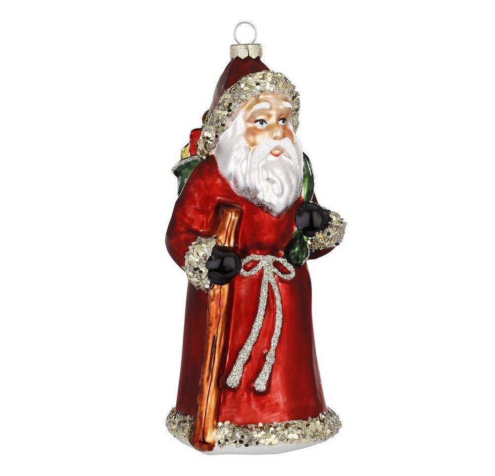 INGE-GLAS® Christbaumschmuck Christbaumschmuck Weihnachtsmann mit Geschenksack Glas 14 cm rot von INGE-GLAS®