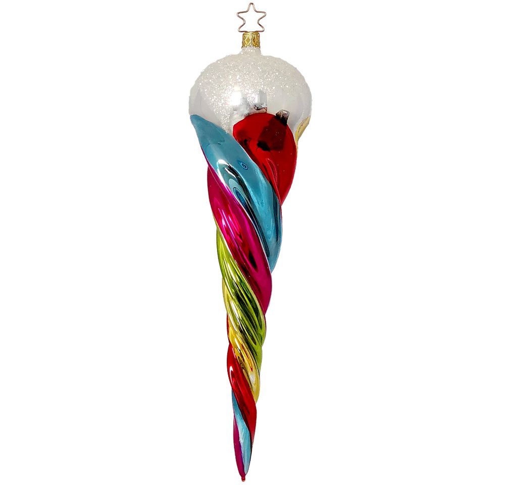 INGE-GLAS® Christbaumschmuck Eiszapfen, Zapfen bunt glanz 28cm (1-tlg), mundgeblasen, handbemalt von INGE-GLAS®