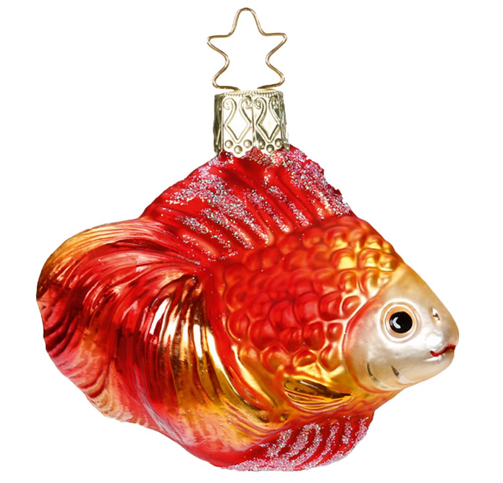 INGE-GLAS® Christbaumschmuck Goldfisch 7cm (1-tlg), mundgeblasen, handbemalt von INGE-GLAS®