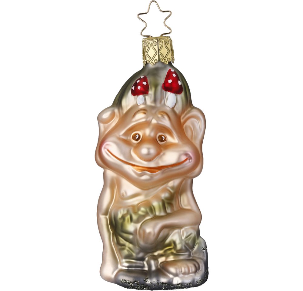 INGE-GLAS® Christbaumschmuck Harag Gnom aus der Anderswelt 10cm (1-tlg), leuchtet im Dunkeln, mundgeblasen, handbemalt von INGE-GLAS®