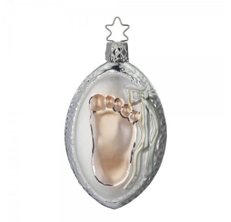 INGE-GLAS® Christbaumschmuck INGE-GLAS Christbaumschmuck Babys Fußabdruck (9,0cm) von INGE-GLAS®
