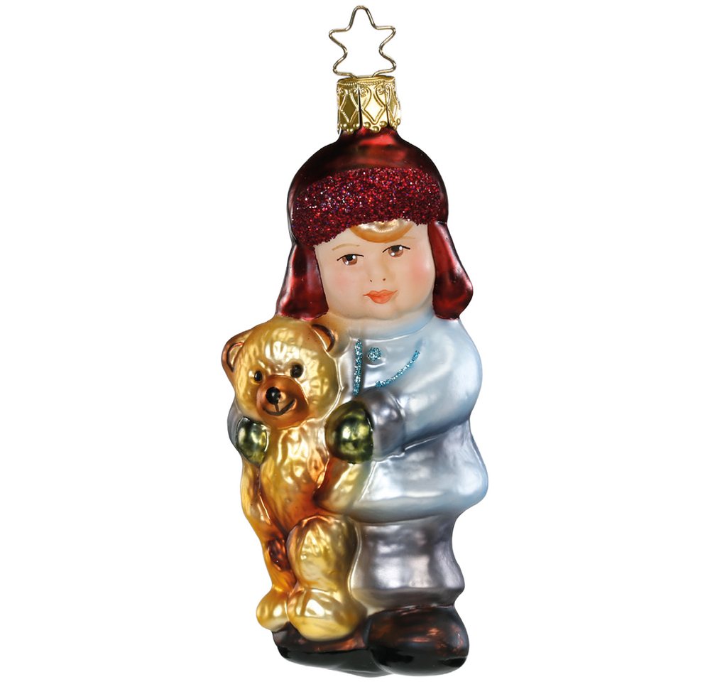 INGE-GLAS® Christbaumschmuck Junge mein Teddy (1-tlg), mundgeblasen, handbemalt von INGE-GLAS®