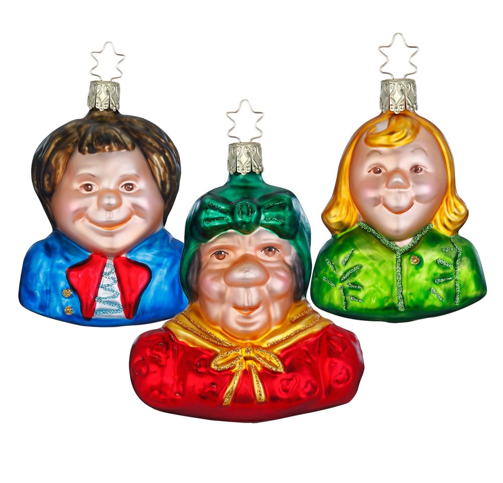 INGE-GLAS® Christbaumschmuck Märchen, Max und Moritz von Wilhelm Busch (3-tlg), mundgeblasen, handbemalt von INGE-GLAS®