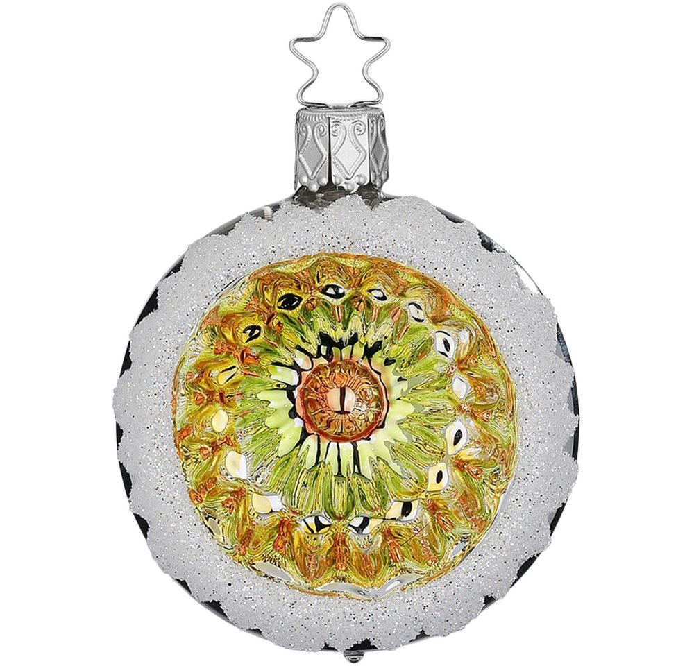 INGE-GLAS® Christbaumschmuck Reflexkugel Ornament Ø6cm silber glanz (1-tlg), mundgeblasen, handbemalt von INGE-GLAS®