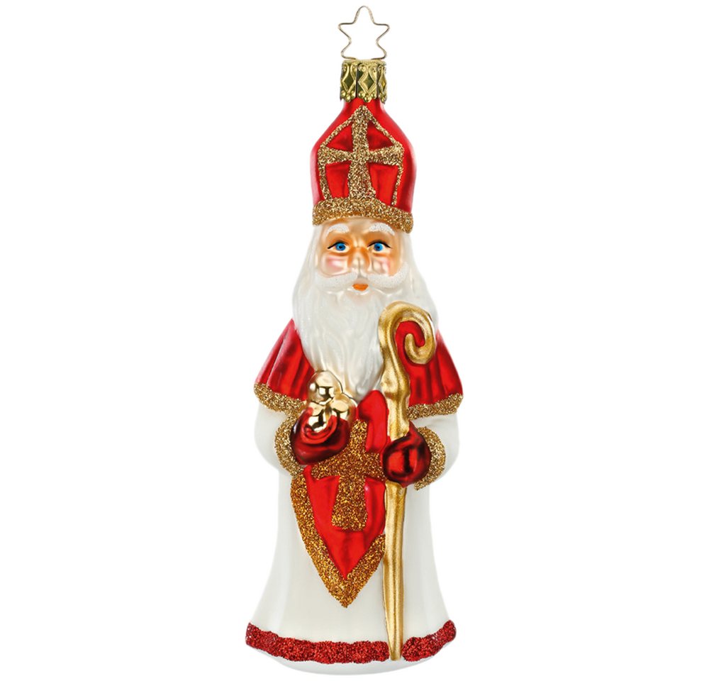 INGE-GLAS® Christbaumschmuck Santa Goldene Äpfel 15cm (1-tlg), mundgeblasen, handbemalt von INGE-GLAS®