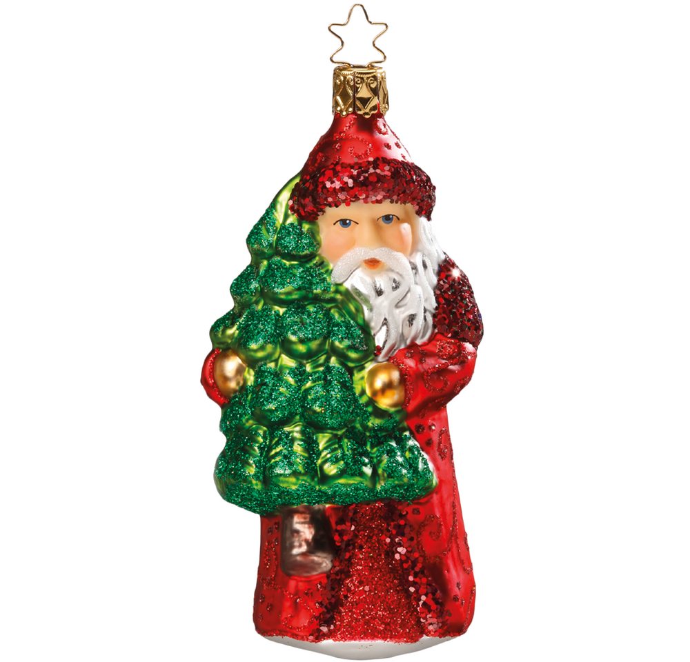 INGE-GLAS® Christbaumschmuck Santa auf dem Heimweg (1-tlg), mundgeblasen, handbemalt von INGE-GLAS®