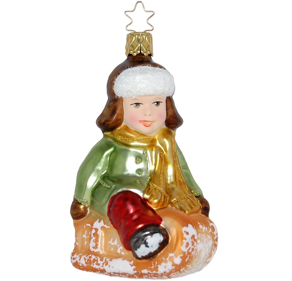 INGE-GLAS® Christbaumschmuck Schlittenfahrt 11,5cm (1-tlg), mundgeblasen, handbemalt von INGE-GLAS®