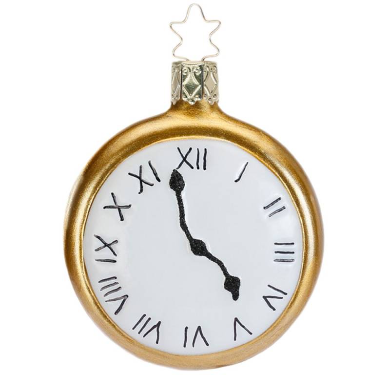 INGE-GLAS® Christbaumschmuck Teatime Uhr 7,5cm crazy tea party (1-tlg), mundgeblasen, handbemalt von INGE-GLAS®