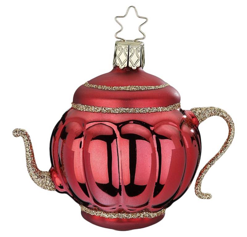 INGE-GLAS® Christbaumschmuck Teekanne 7,5cm (1-tlg), mundgeblasen, handbemalt von INGE-GLAS®