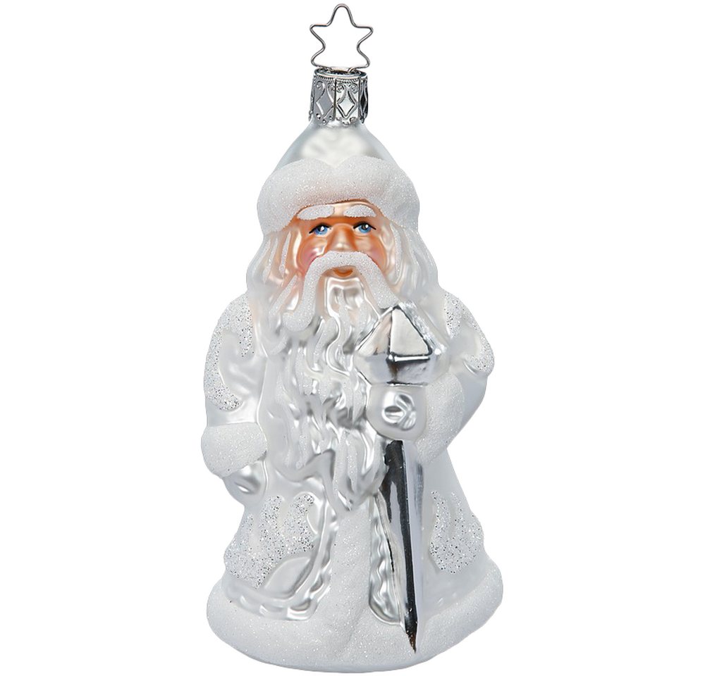 INGE-GLAS® Christbaumschmuck Weisse Weihnacht Santa Claus 12cm (1-tlg), mundgeblasen, handbemalt von INGE-GLAS®