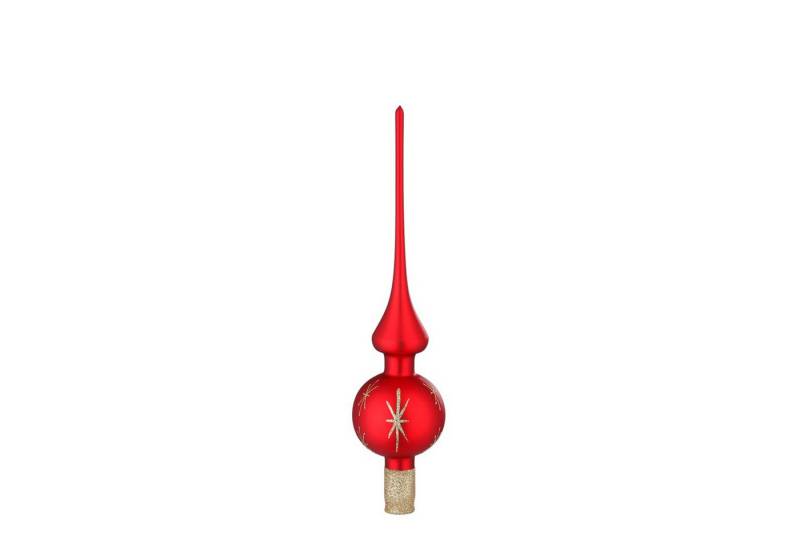INGE-GLAS® Christbaumspitze, Christbaumspitze Glas 30cm mit Sternen Rot matt von INGE-GLAS®