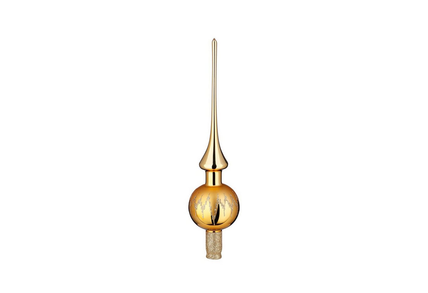 INGE-GLAS® Christbaumspitze, Christbaumspitze Glas 30cm mit Zickzack Muster Gold glänzend von INGE-GLAS®