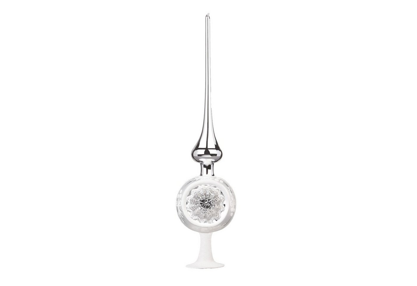 INGE-GLAS® Christbaumspitze, Christbaumspitze Glas 33cm Reflex Ornament Silber glänzend von INGE-GLAS®