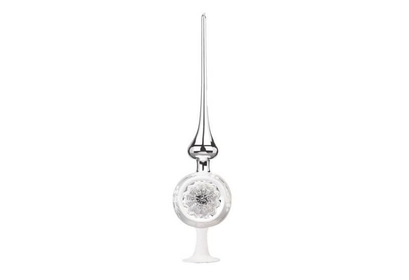 INGE-GLAS® Christbaumspitze, Christbaumspitze Glas 33cm Reflex Ornament Silber glänzend von INGE-GLAS®