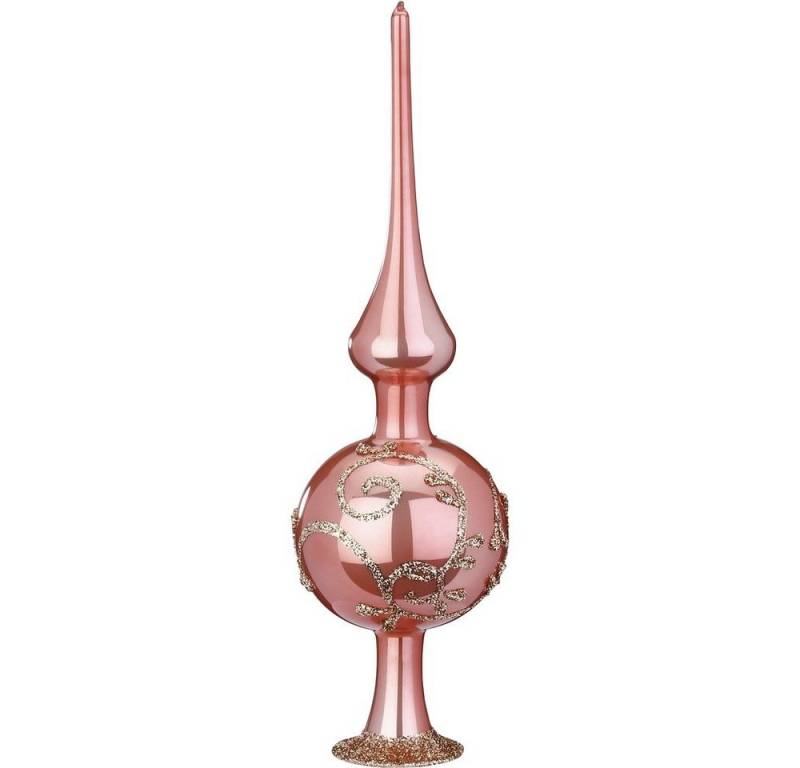 INGE-GLAS® Christbaumspitze, Christbaumspitze Glas Ranken Motiv 25cm Vintage altrosa 1 Stück von INGE-GLAS®
