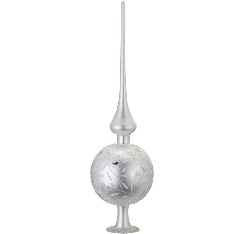 INGE-GLAS® Christbaumspitze, Christbaumspitze Glas mit Ranken Motiv 36cm weiß matt 1 Stück von INGE-GLAS®