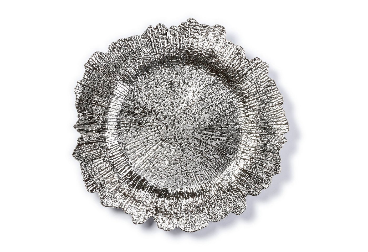 MAGIC by Inge Dekoteller, Dekoteller 33cm Kunststoff mit Rillen - Silber metallic von MAGIC by Inge