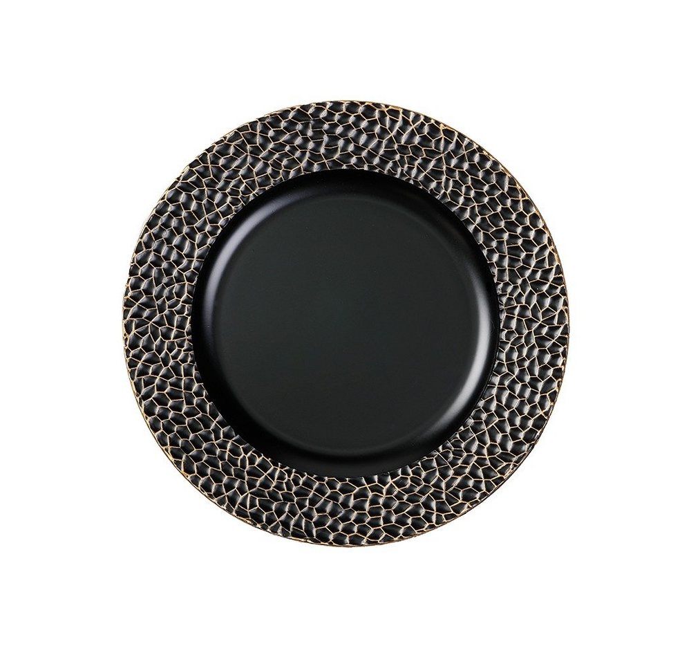 INGE-GLAS® Dekoteller, Dekoteller Kunststoff Kintsugi Muster 33cm schwarz gold von INGE-GLAS®