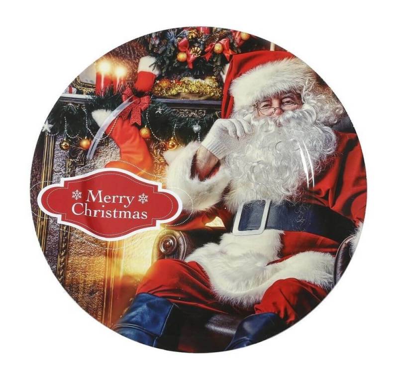 INGE-GLAS® Dekoteller, Dekoteller Kunststoff Santa Claus - Motiv 33cm bunt von INGE-GLAS®