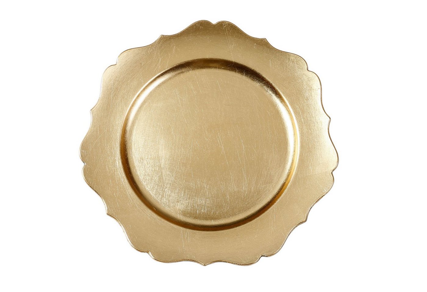 INGE-GLAS® Dekoteller, Dekoteller Kunststoff gewellter Rand 33cm gold von INGE-GLAS®