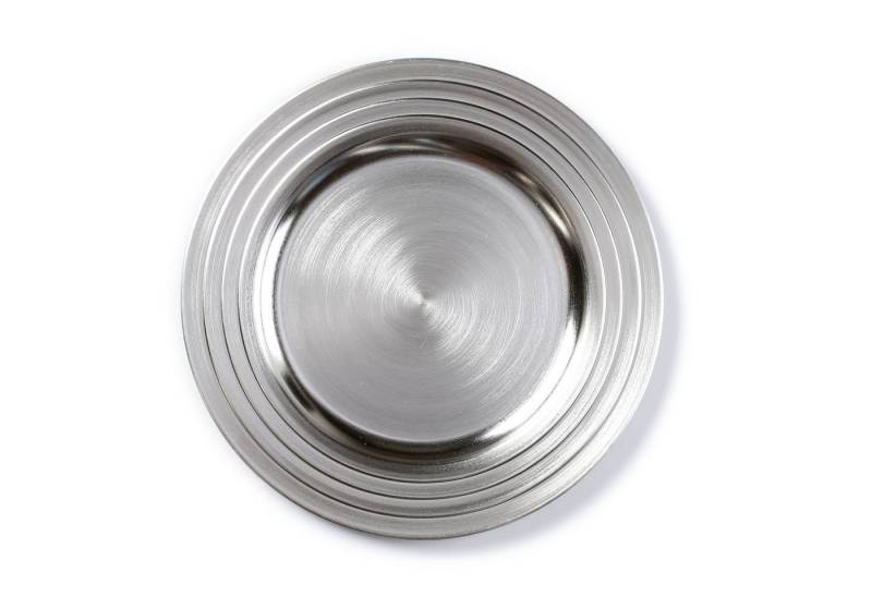 MAGIC by Inge Dekoteller, Dekoteller Kunststoff mit gerilltem Rand 33cm silber von MAGIC by Inge
