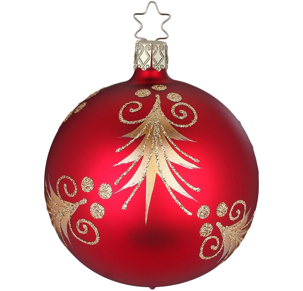INGE-GLAS® Weihnachtsbaumkugel Christbaumkugel Festliche Tanne Ø 8cm rot ochsenblut matt (1 St), mundgeblasen, handbemalt von INGE-GLAS®