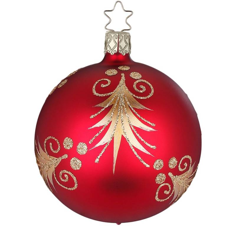 INGE-GLAS® Weihnachtsbaumkugel Christbaumkugel Festliche Tanne Ø 8cm rot ochsenblut matt (1 St), mundgeblasen, handbemalt von INGE-GLAS®