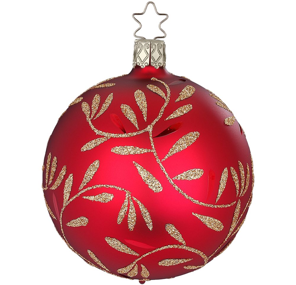 INGE-GLAS® Weihnachtsbaumkugel Christbaumkugel Freudentanz Ø 8cm Ochsenblut Rot matt (1 St), mundgeblasen, handbemalt von INGE-GLAS®