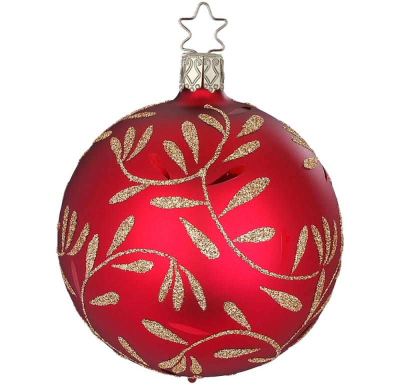 INGE-GLAS® Weihnachtsbaumkugel Christbaumkugel Freudentanz Ø 8cm Ochsenblut Rot matt (1 St), mundgeblasen, handbemalt von INGE-GLAS®