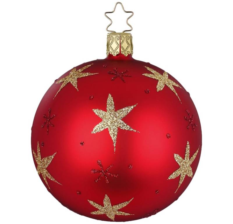 INGE-GLAS® Weihnachtsbaumkugel Christbaumkugel Sternenhimmel Ø8cm rot matt (1 St), mundgeblasen, handbemalt von INGE-GLAS®
