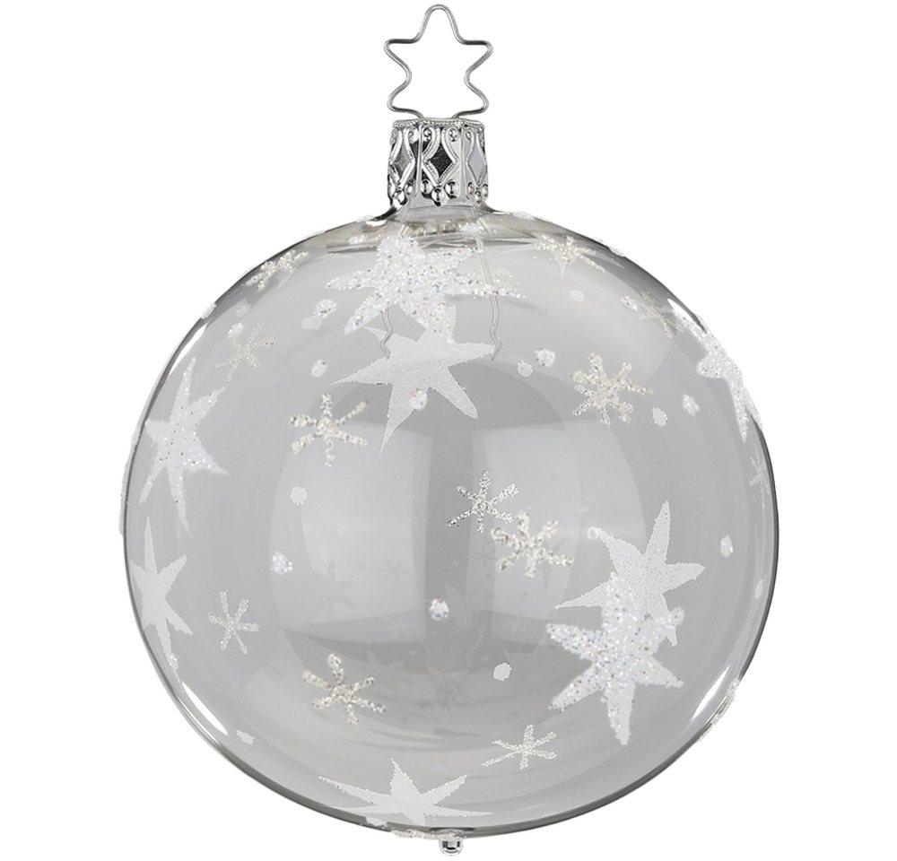 INGE-GLAS® Weihnachtsbaumkugel Christbaumkugel Sternenhimmel glasklar Ø 8cm (1 St), mundgeblasen, handbemalt von INGE-GLAS®